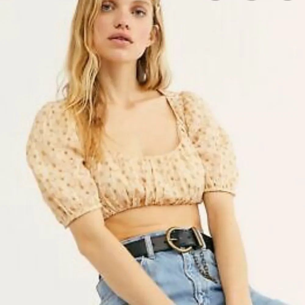 FREE PEOPLE Intimately | Tan Eyelet Crop Top M